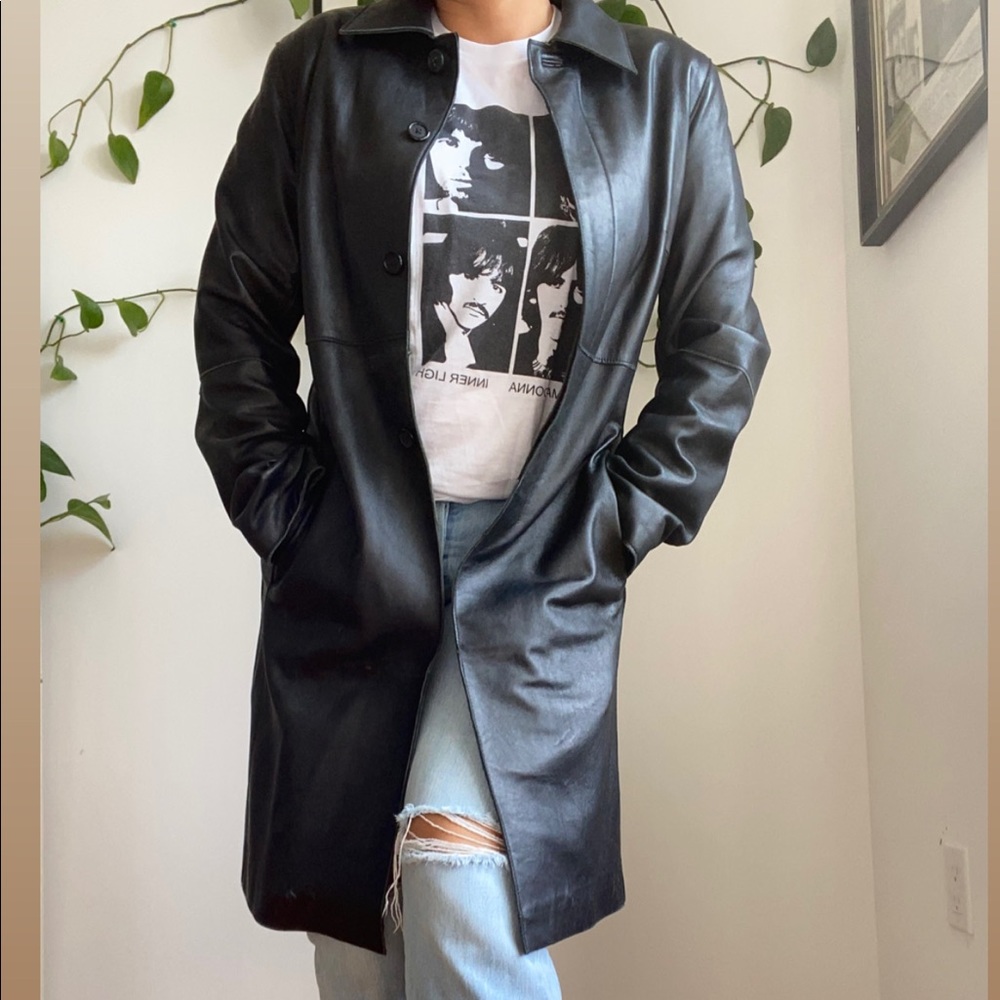 Vintage 90’s  Express Genuine Leather Trench Coat